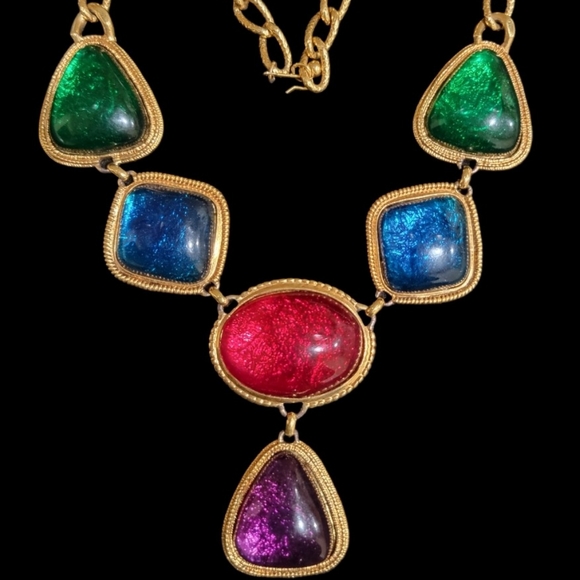 Vintage JKL for AVON multicolor glass cabochon necklace - Picture 1 of 3